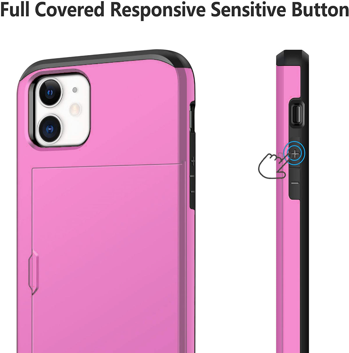 iPhone 11 Shockproof Wallet Case Card Cover Hot PINK