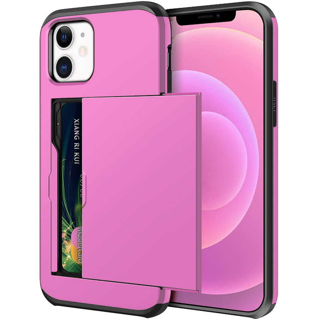 iPhone 11 Shockproof Wallet Case Card Cover Hot PINK