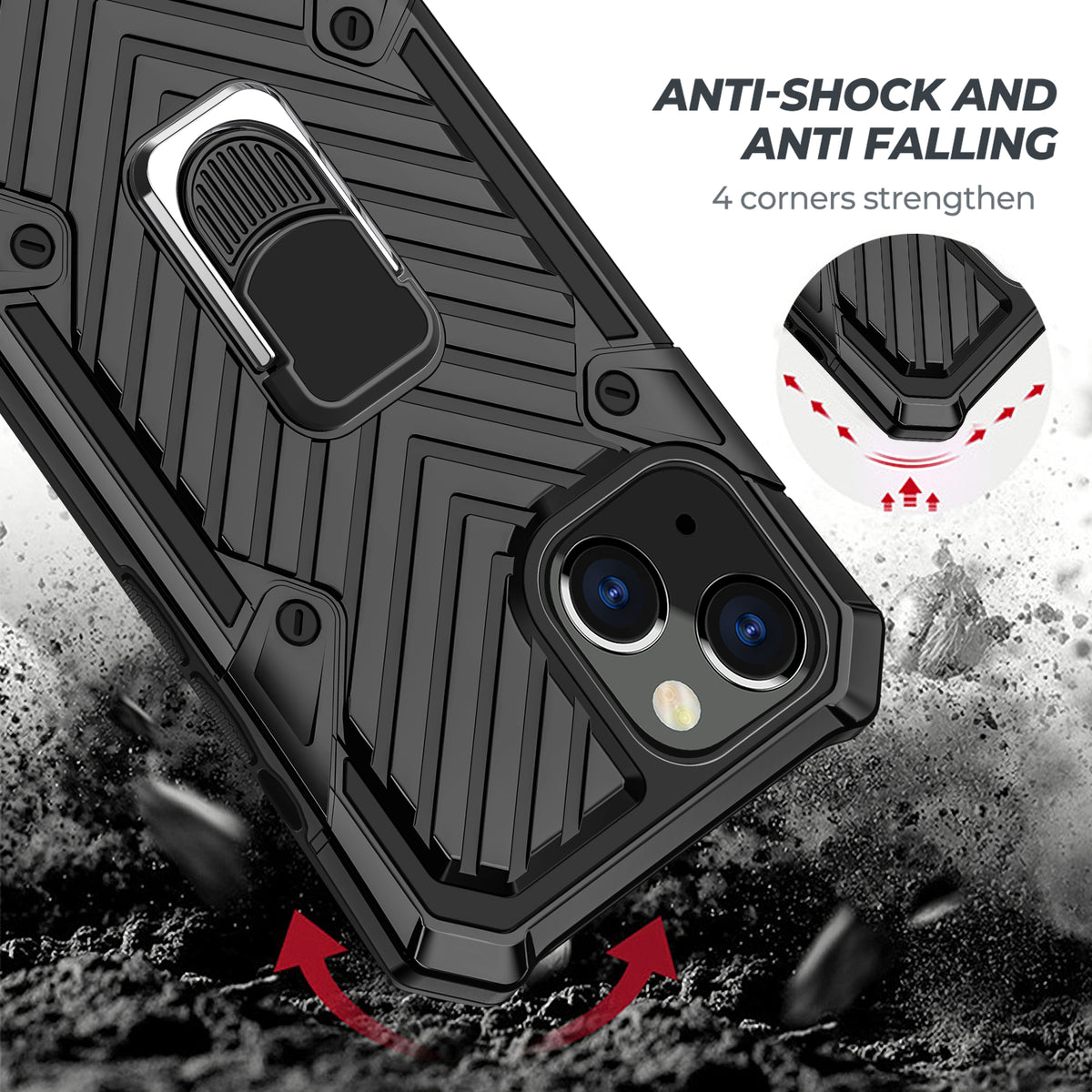 iPhone 13 Mini Rugged Tough Case Shockproof Hybrid Cover BLACK