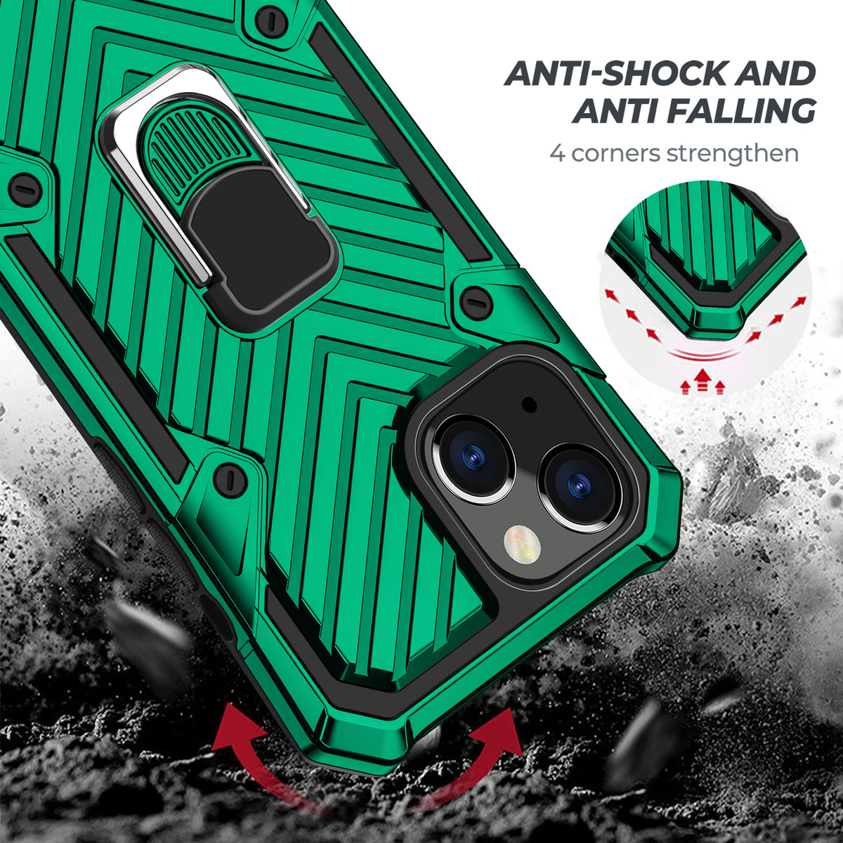 iPhone 13 Mini Rugged Tough Case Shockproof Hybrid Cover DARK GREEN