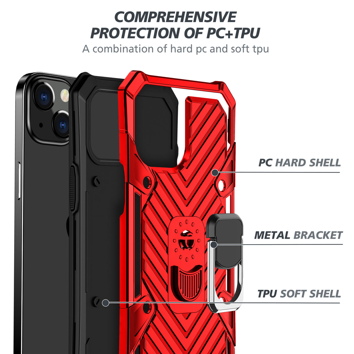 iPhone 13 Mini Rugged Tough Case Shockproof Hybrid Cover RED