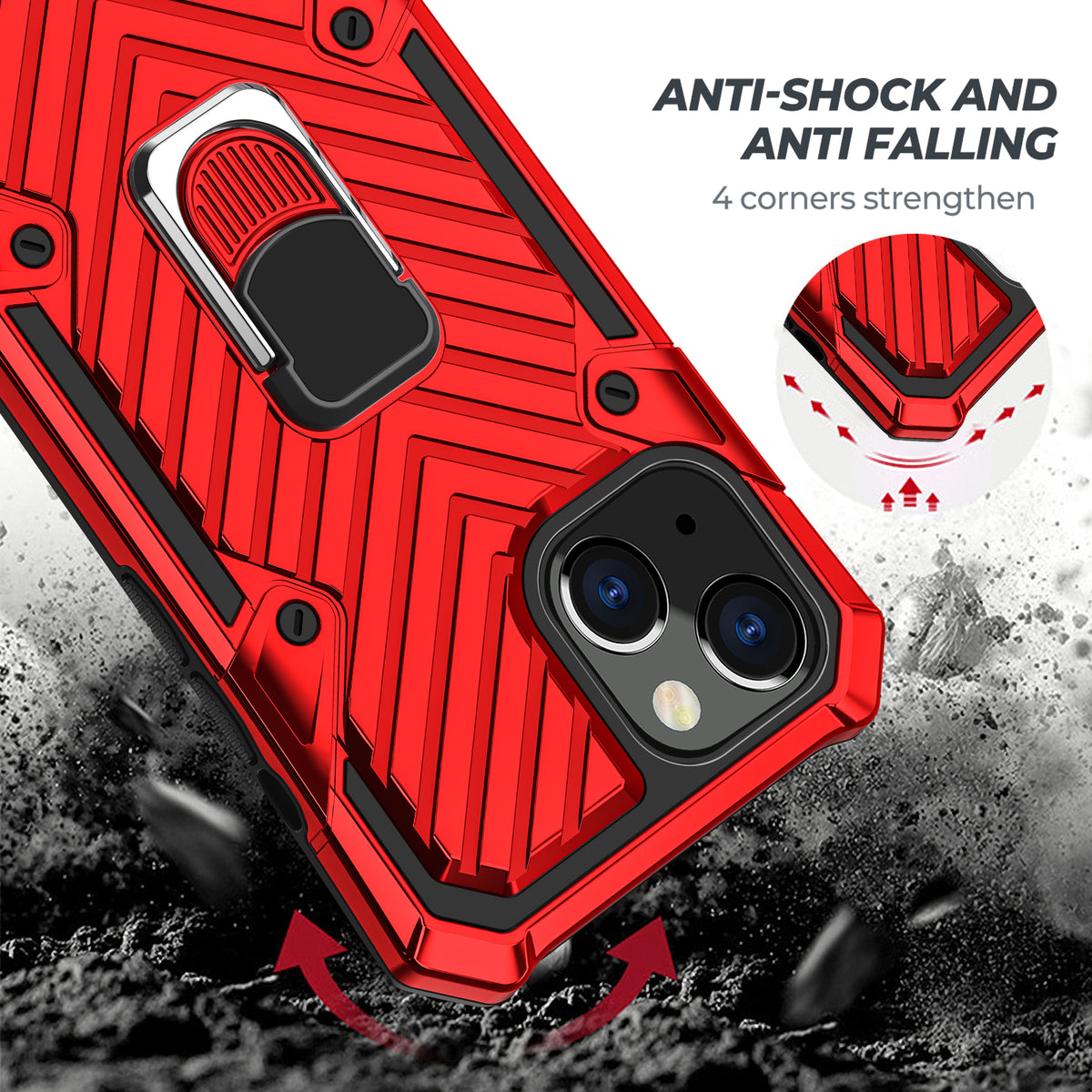 iPhone 13 Mini Rugged Tough Case Shockproof Hybrid Cover RED