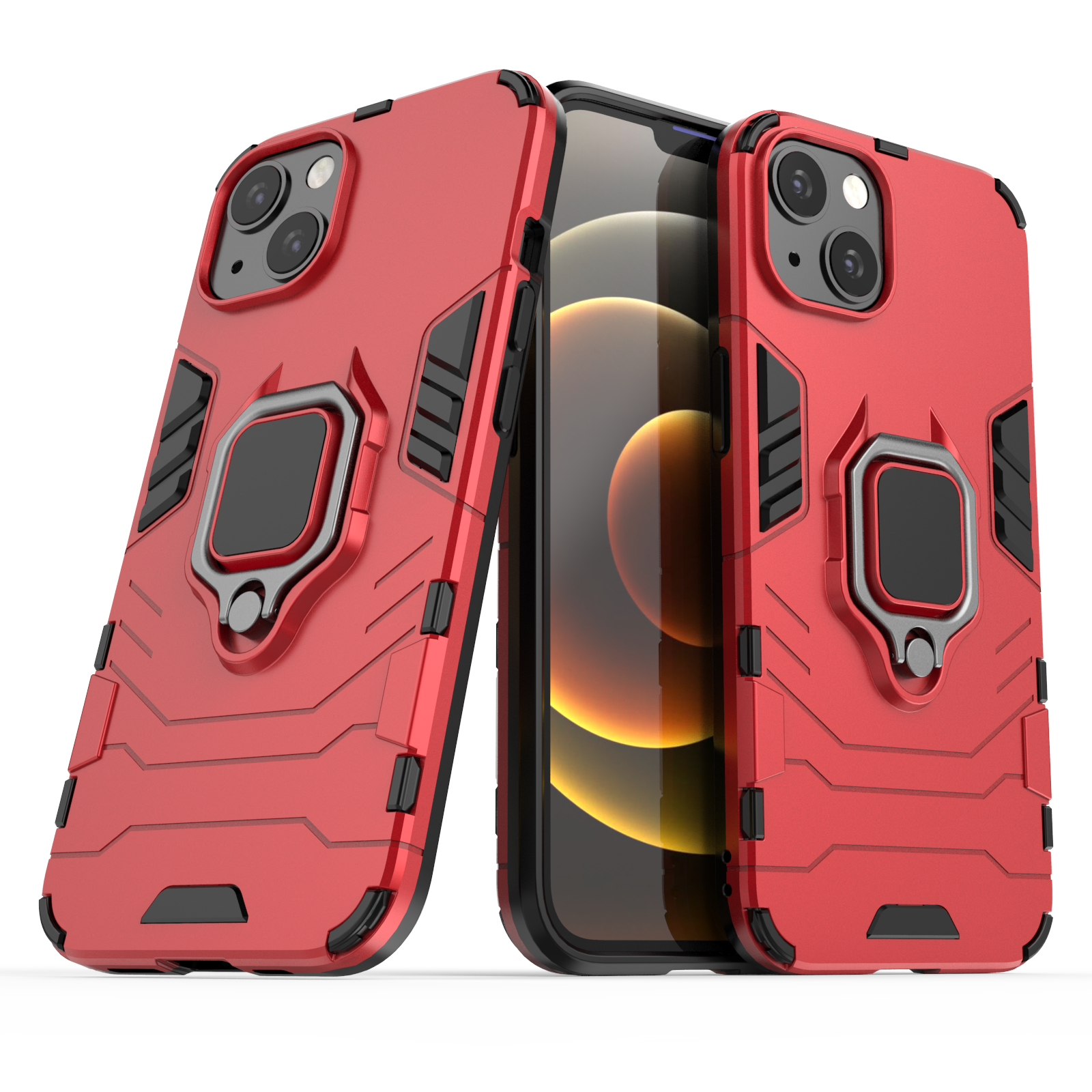 iPhone 13 Rugged Tough Case Shockproof Hybrid Cover RED