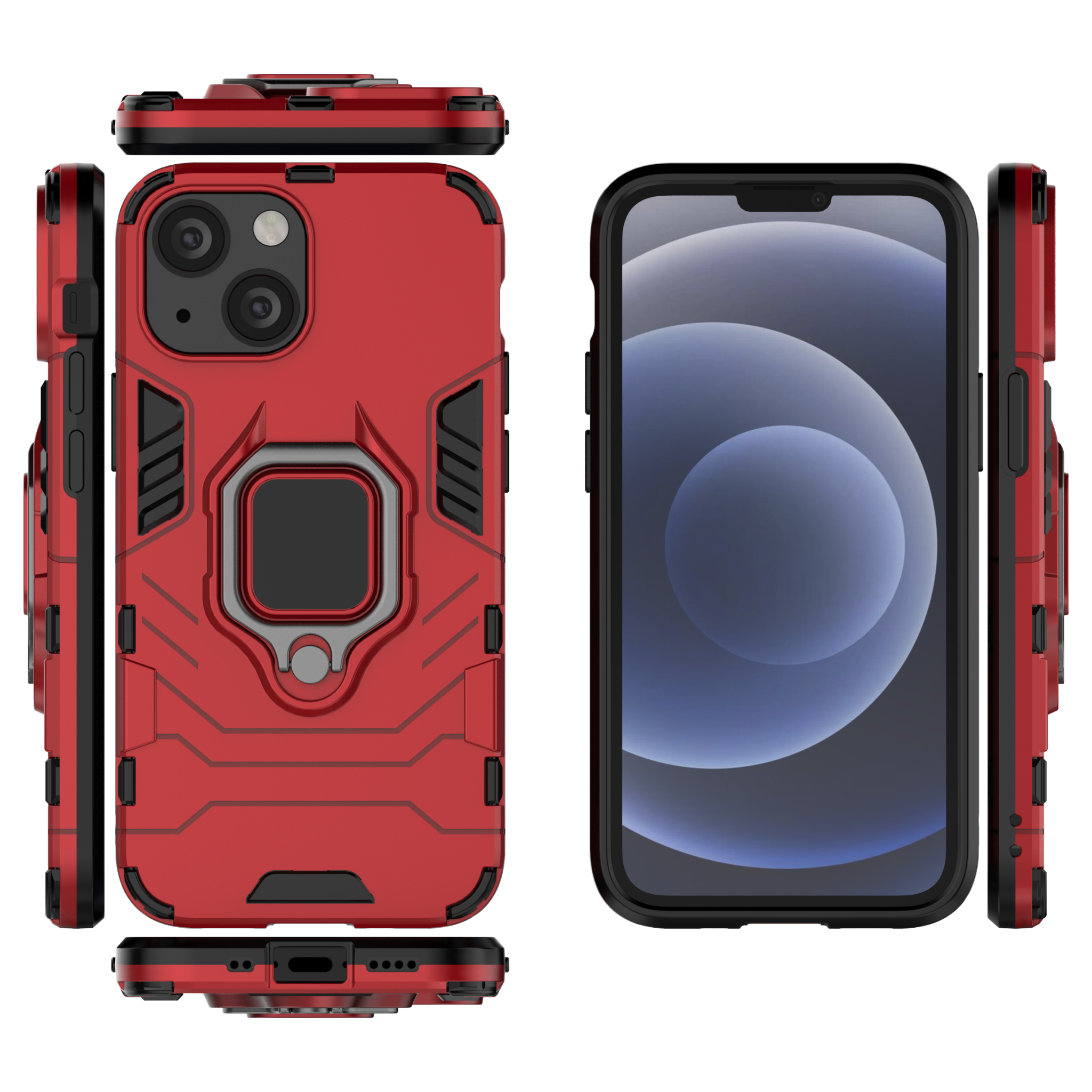 iPhone 13 Mini Rugged Tough Case Shockproof Hybrid Cover RED