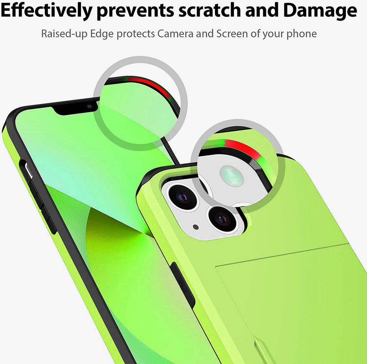 iPhone 14 Shockproof Wallet Case Card Cover GREEN