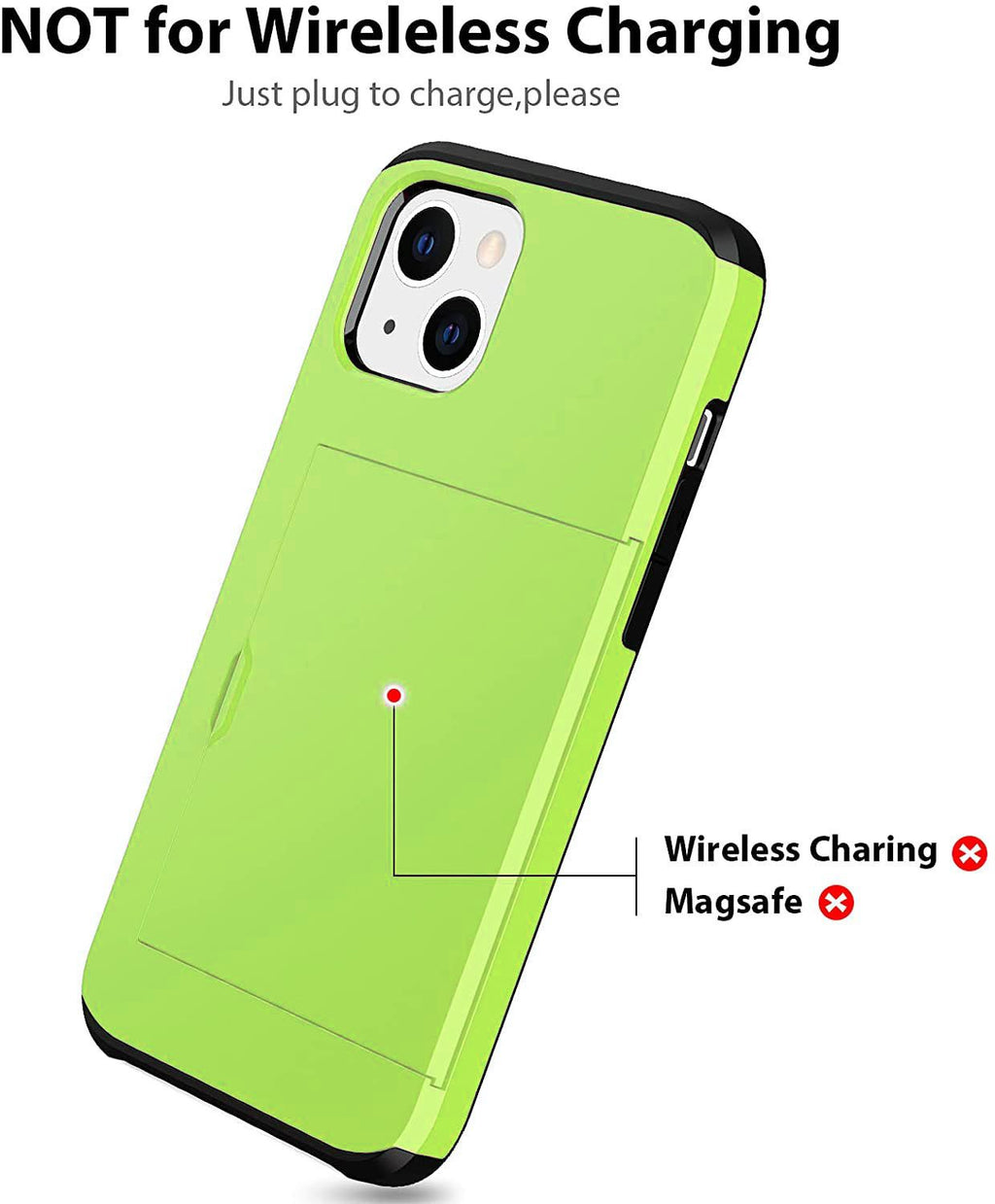 iPhone 14 Shockproof Wallet Case Card Cover GREEN