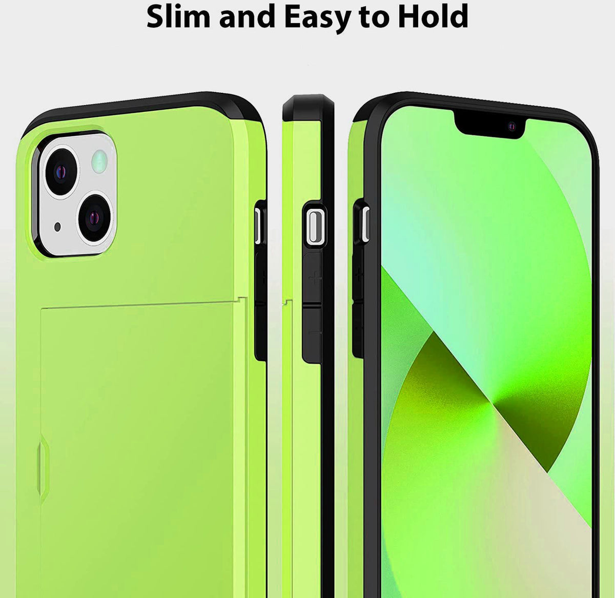 iPhone 14 Shockproof Wallet Case Card Cover GREEN