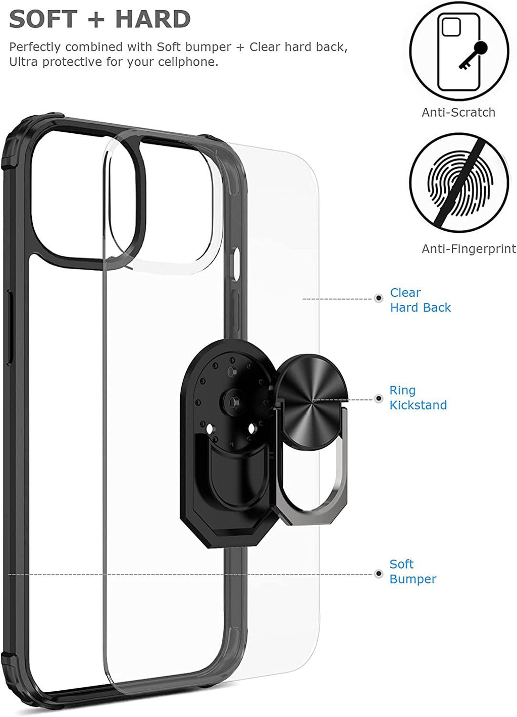 iPhone 14 Plus Rugged Tough Case Shockproof Hybrid Cover BLACK