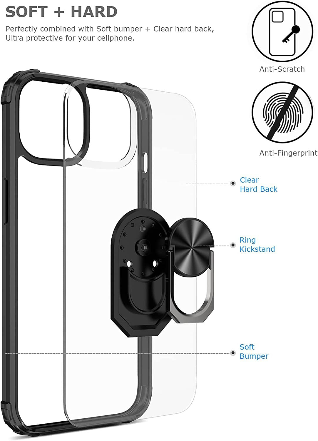 iPhone 14 Plus Rugged Tough Case Shockproof Hybrid Cover BLACK