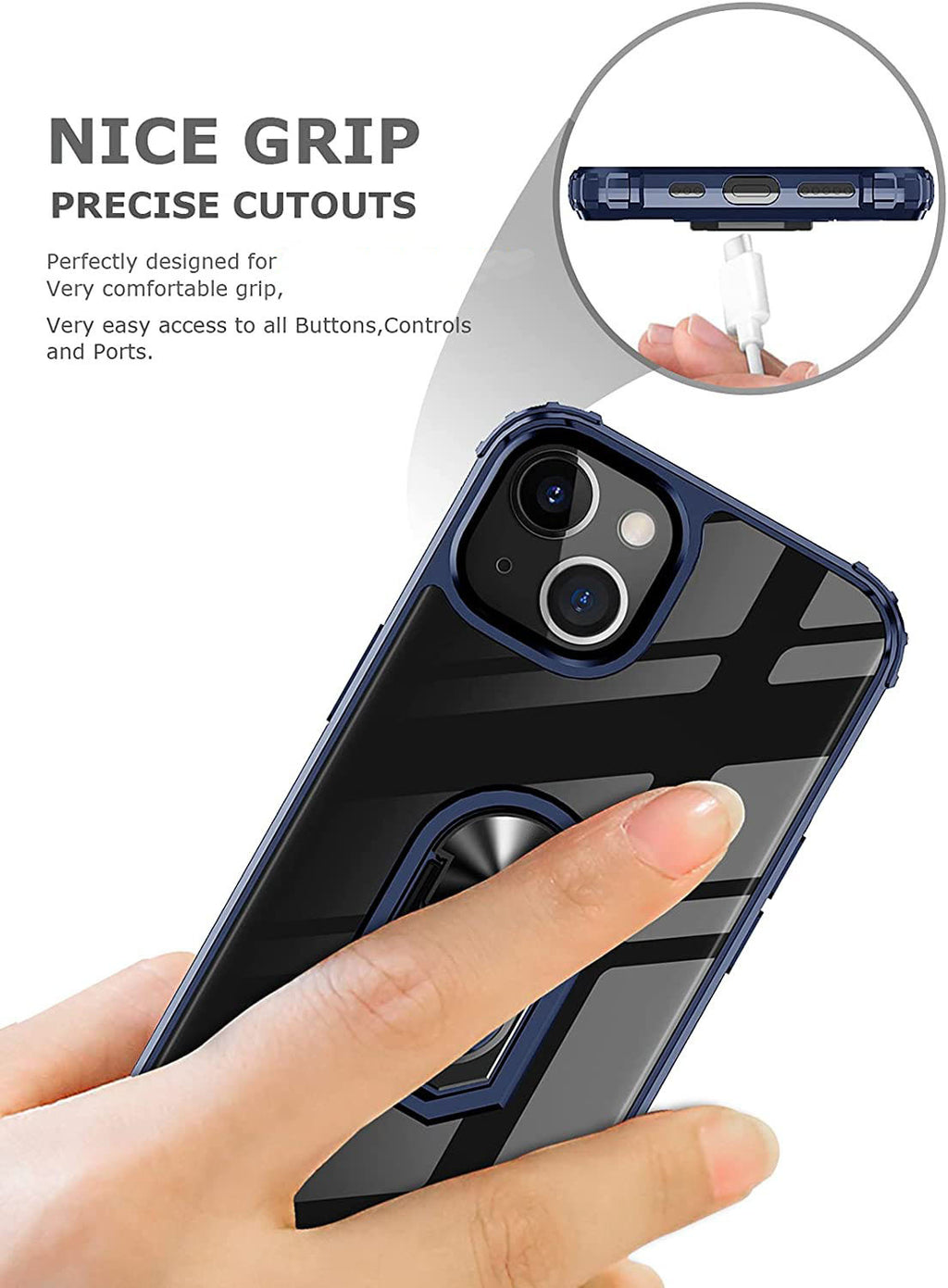 iPhone 13 Rugged Tough Case Shockproof Hybrid Cover BLUE