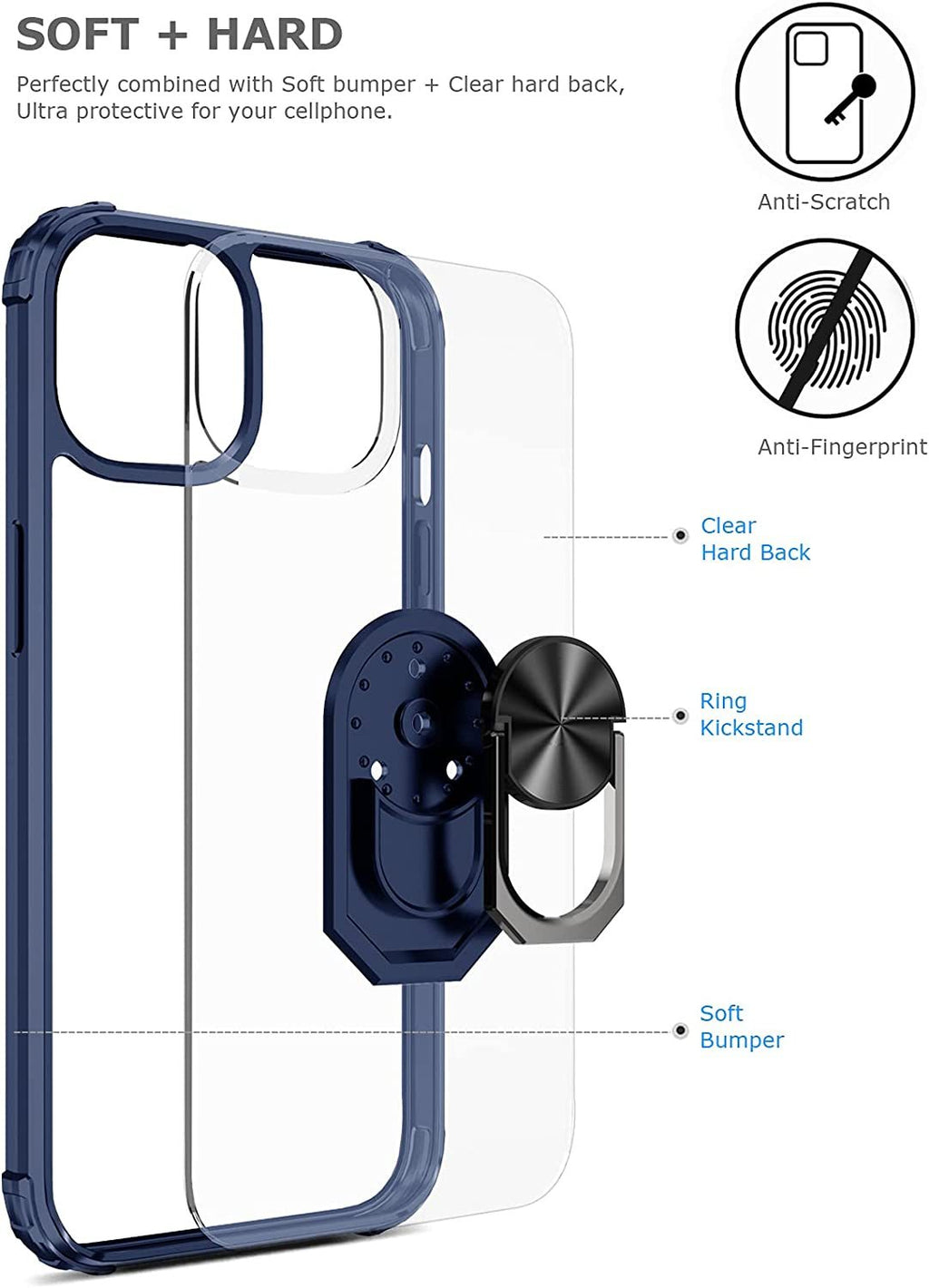 iPhone 13 Rugged Tough Case Shockproof Hybrid Cover BLUE