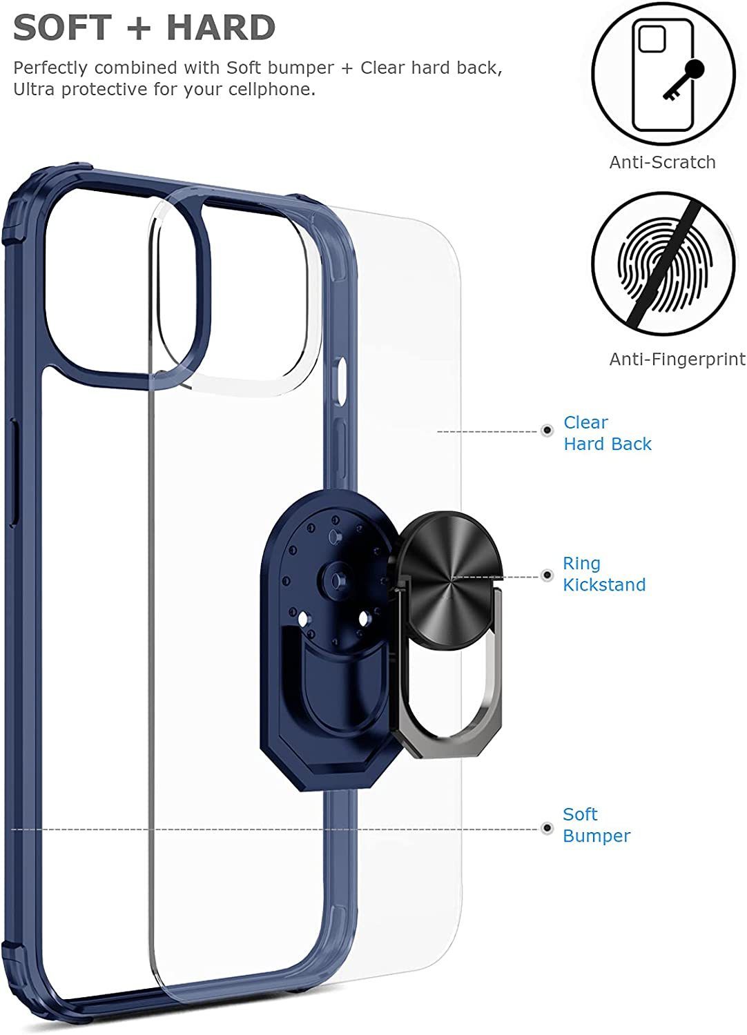 iPhone 13 Rugged Tough Case Shockproof Hybrid Cover BLUE