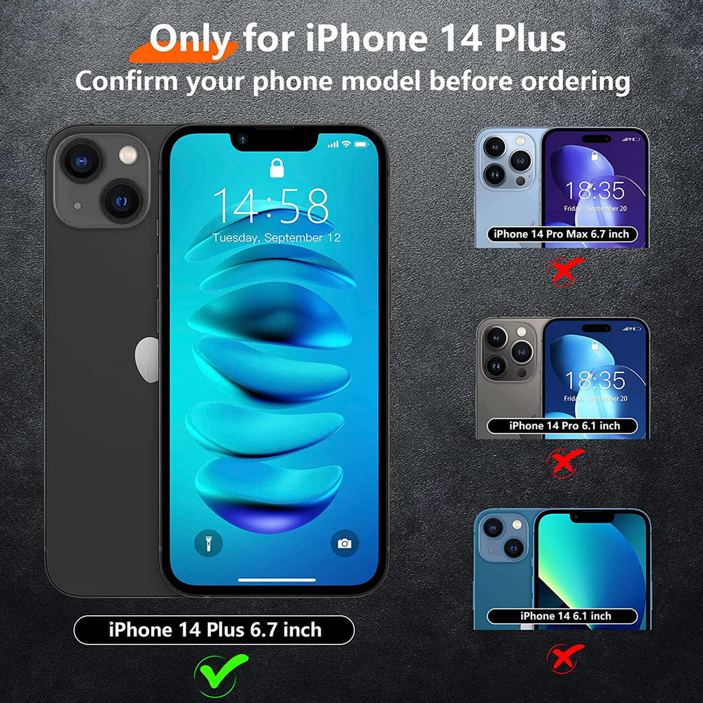 iPhone 14 Plus Shockproof Wallet Case Card Cover BLUE
