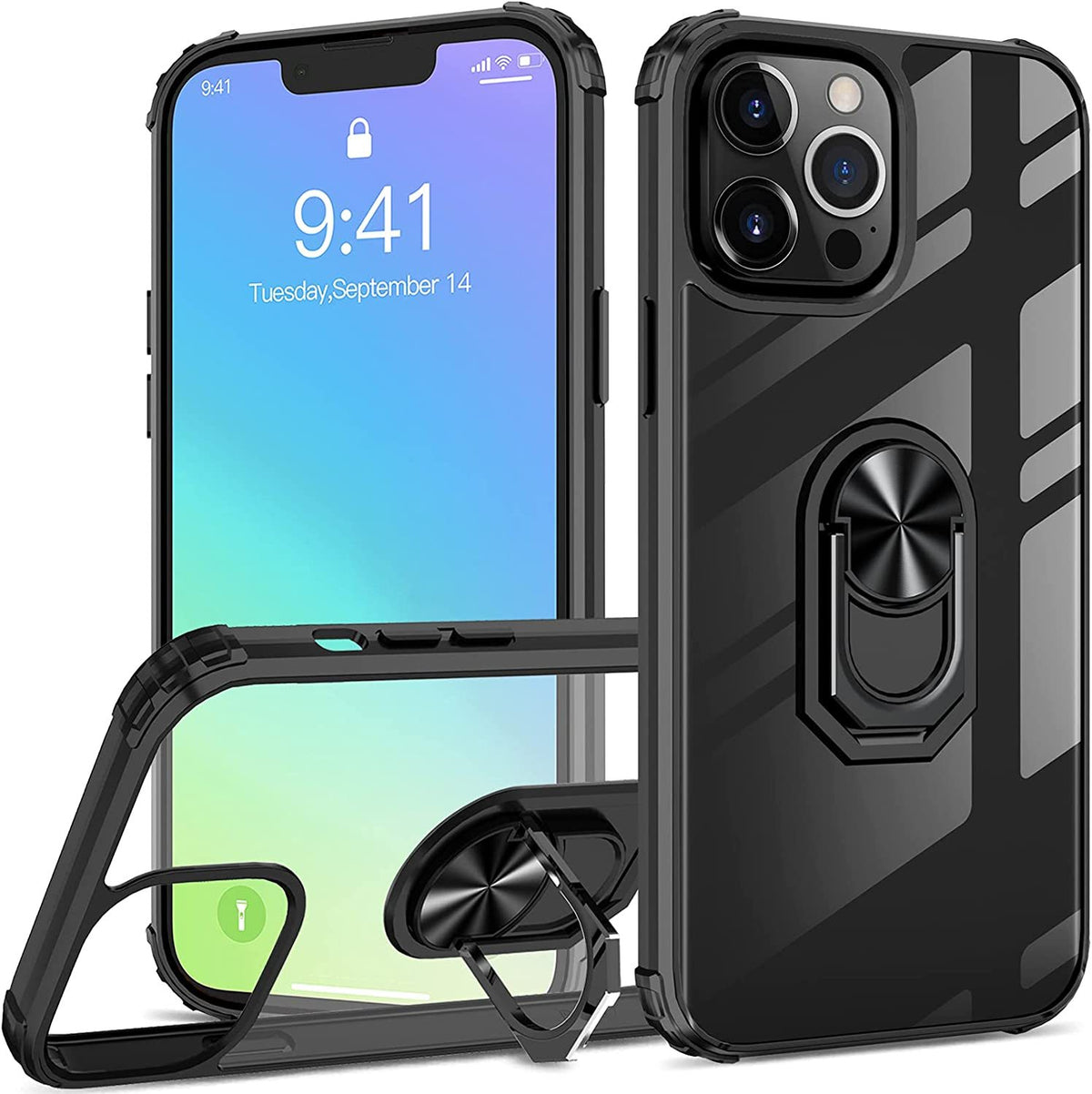 iPhone 14 Pro Max Rugged Tough Case Shockproof Hybrid Cover BLACK