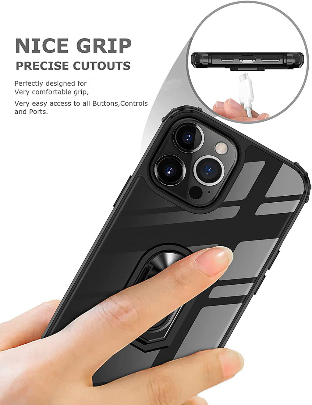 iPhone 14 Pro Max Rugged Tough Case Shockproof Hybrid Cover BLACK
