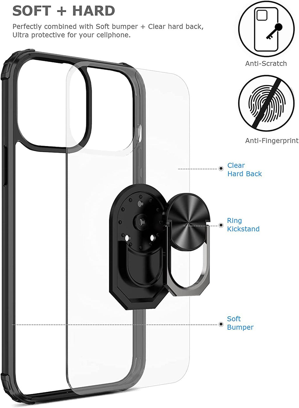 iPhone 14 Pro Max Rugged Tough Case Shockproof Hybrid Cover BLACK