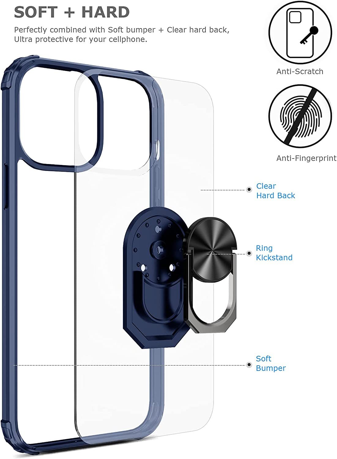 iPhone 14 Pro Max Rugged Tough Case Shockproof Hybrid Cover BLUE