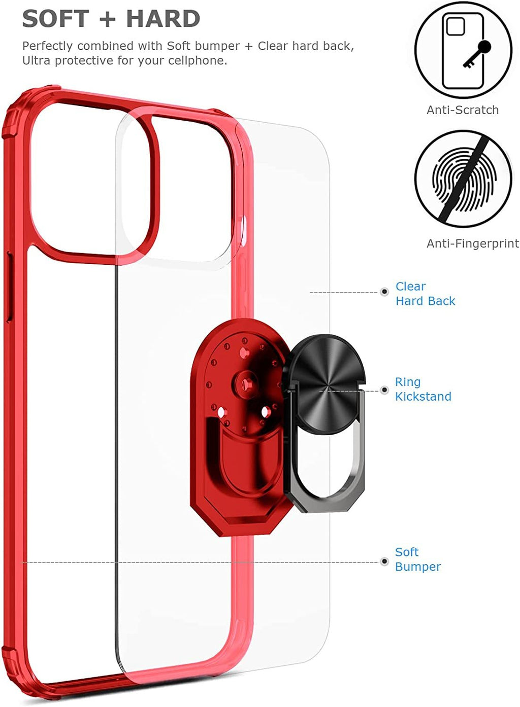 iPhone 14 Pro Max Rugged Tough Case Shockproof Hybrid Cover RED