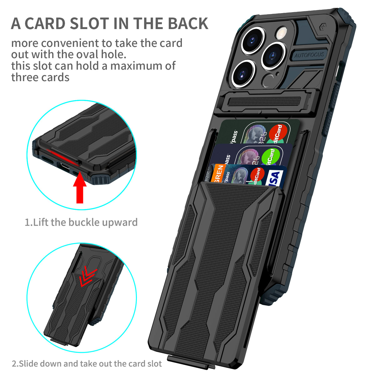 iPhone 14 Pro Heavy Duty Kickstand Case Shockproof Card Holder GREEN
