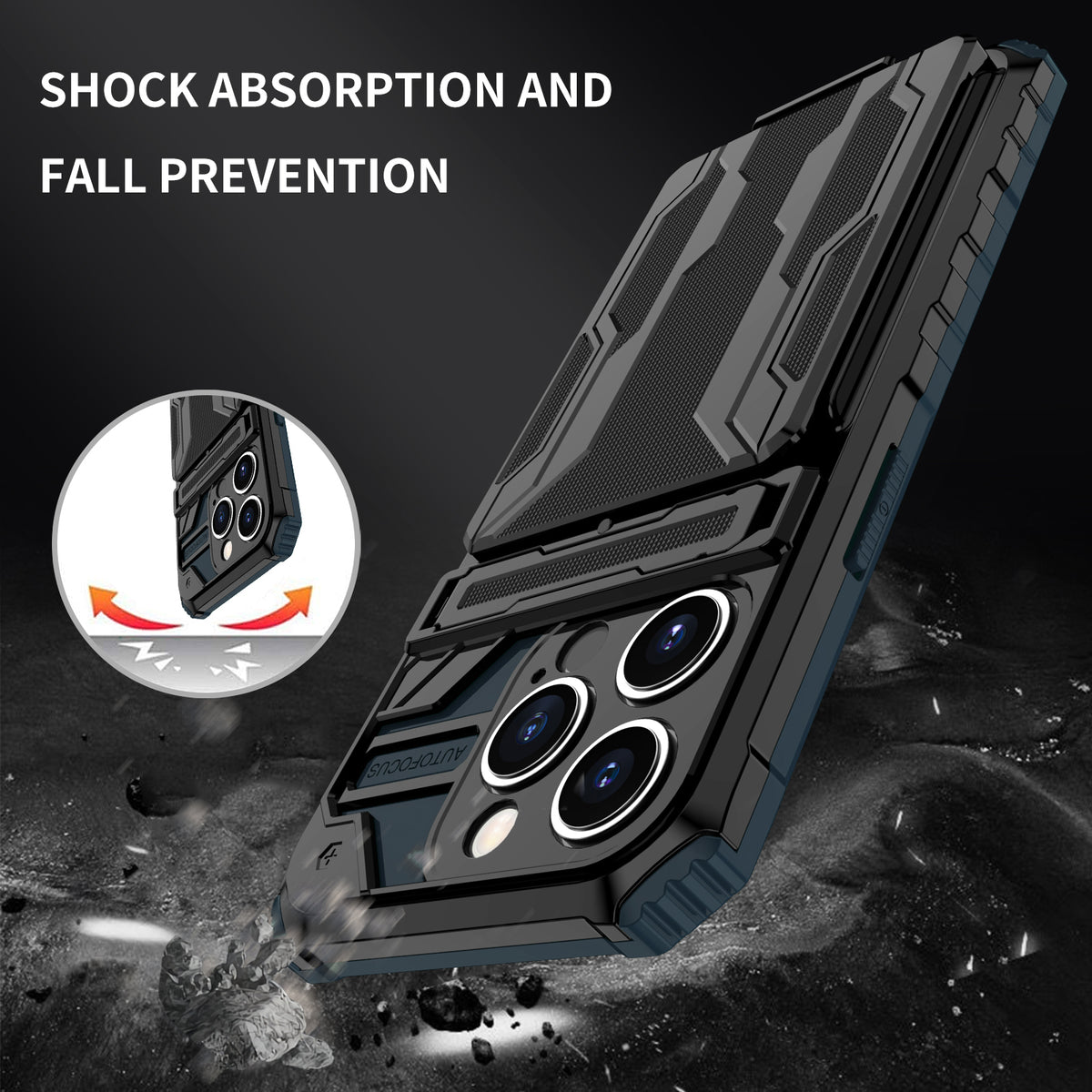 iPhone 14 Pro Heavy Duty Kickstand Case Shockproof Card Holder GREEN