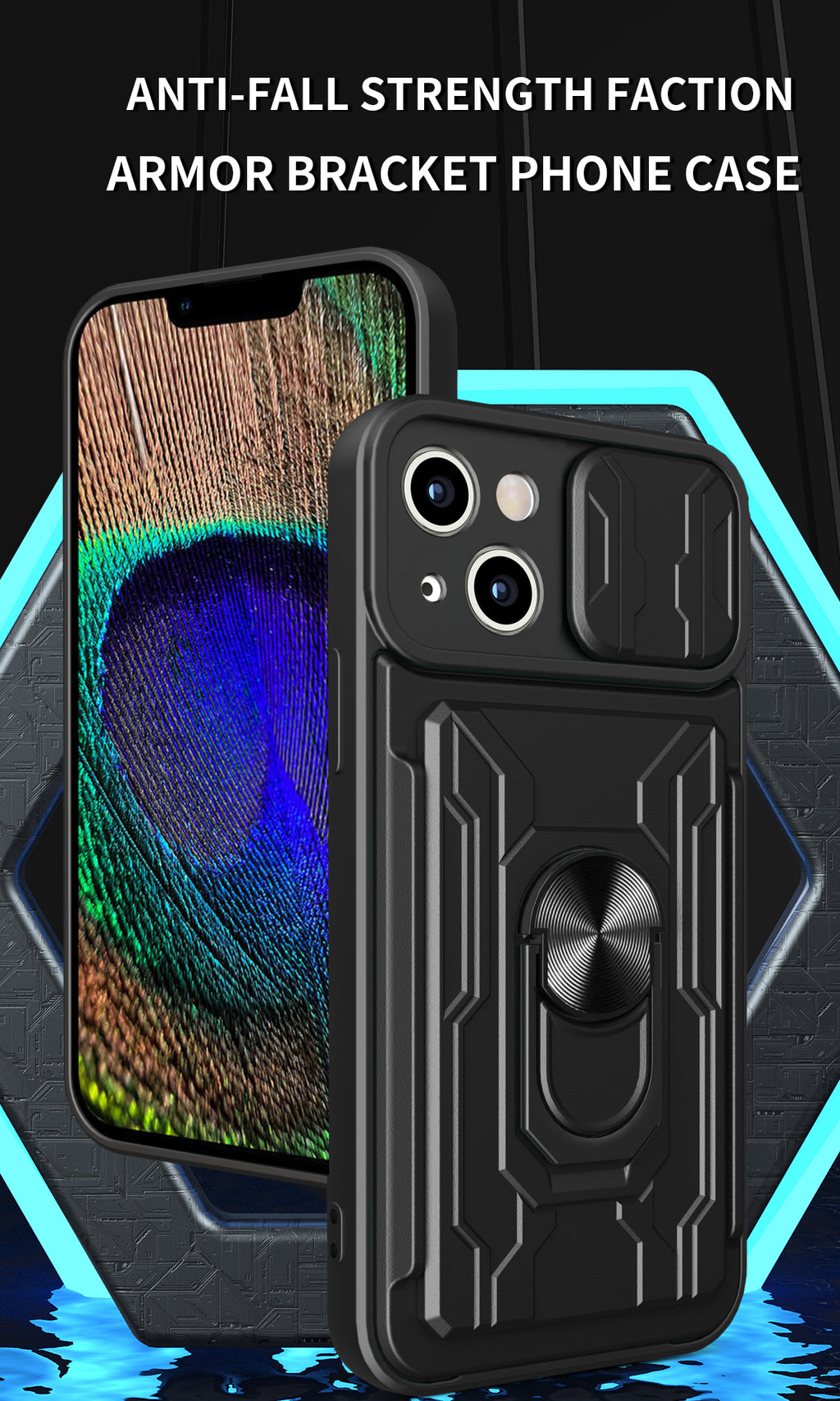 iPhone 15 Plus Rugged Shockproof Case Kickstand Card Cover PINK