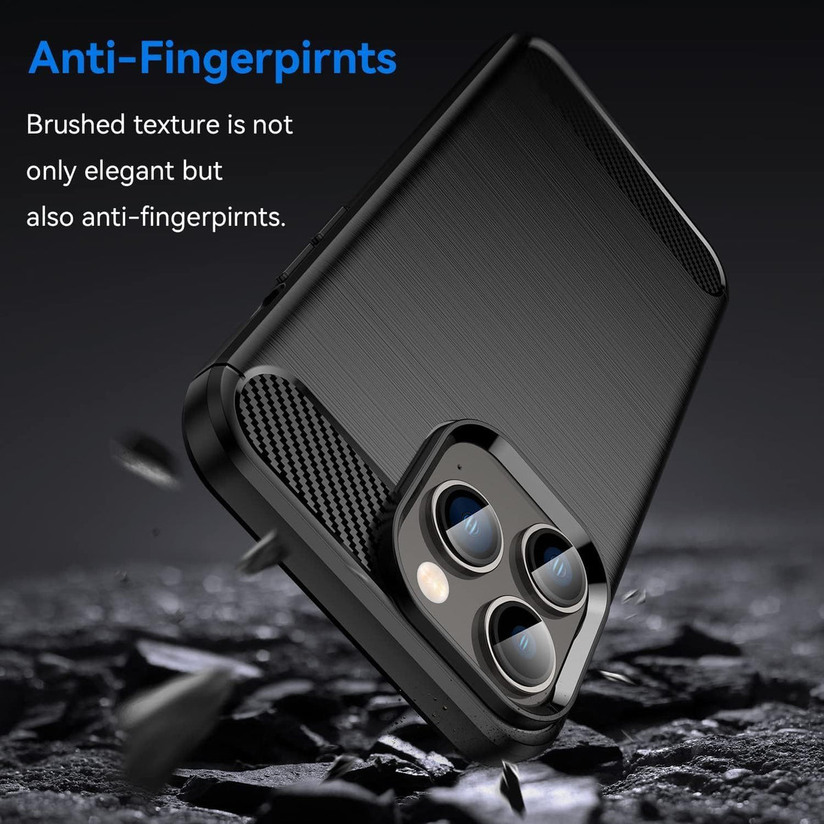 iPhone 15 Pro Max Slim Fit Case Tough Gel TPU Rubber Cover BLACK