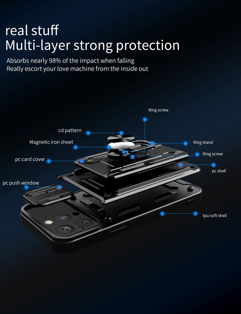 iPhone 15 Pro Max Rugged Shockproof Case Kickstand Card Cover GREEN
