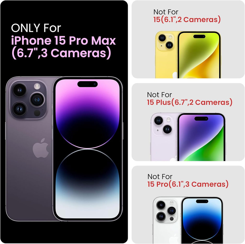 iPhone 15 Pro Max Case RFID-Blocking Detachable Zip Wallet Card Cover BLACK