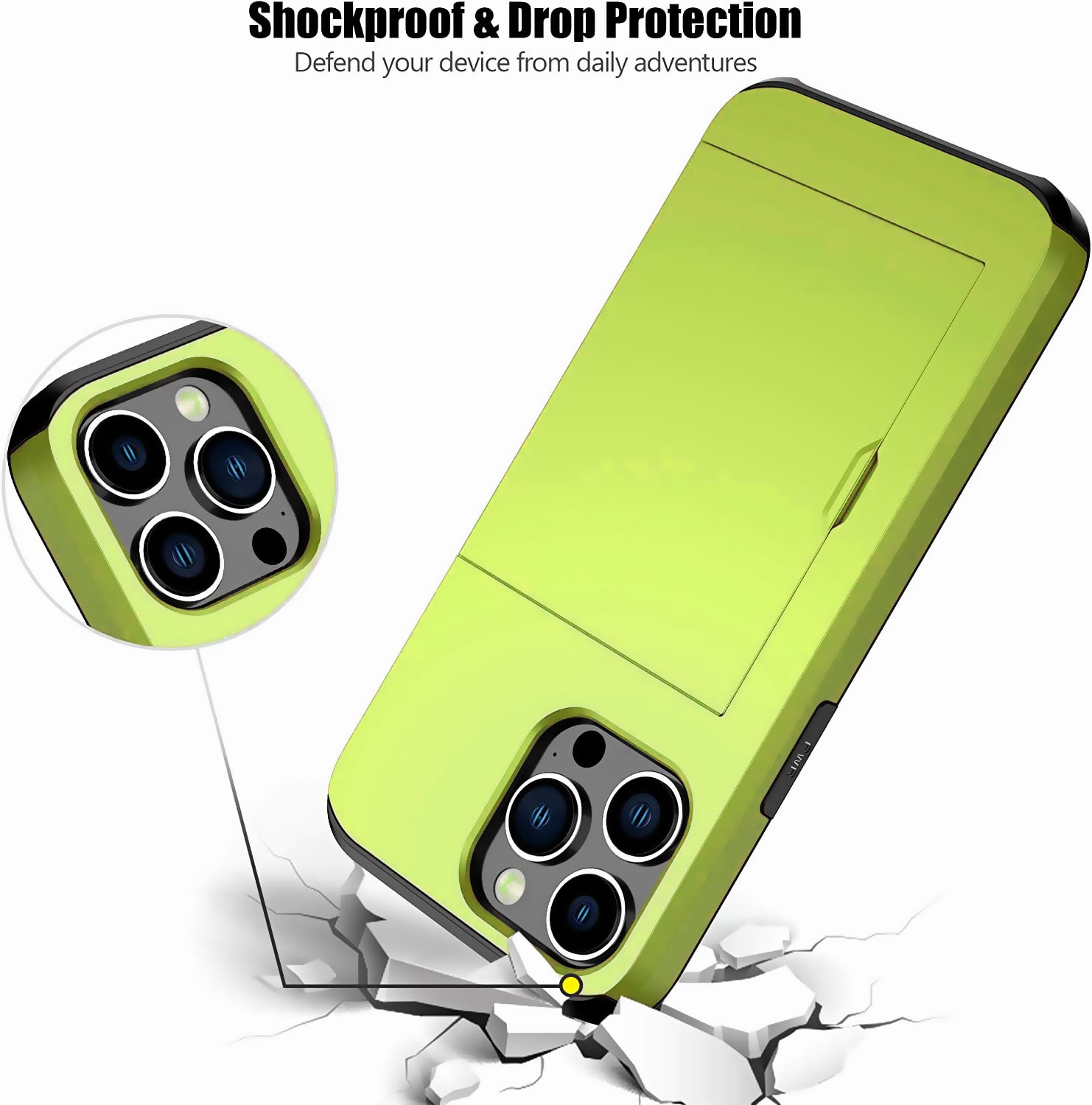 iPhone 14 Pro Shockproof Wallet Case Card Cover GREEN