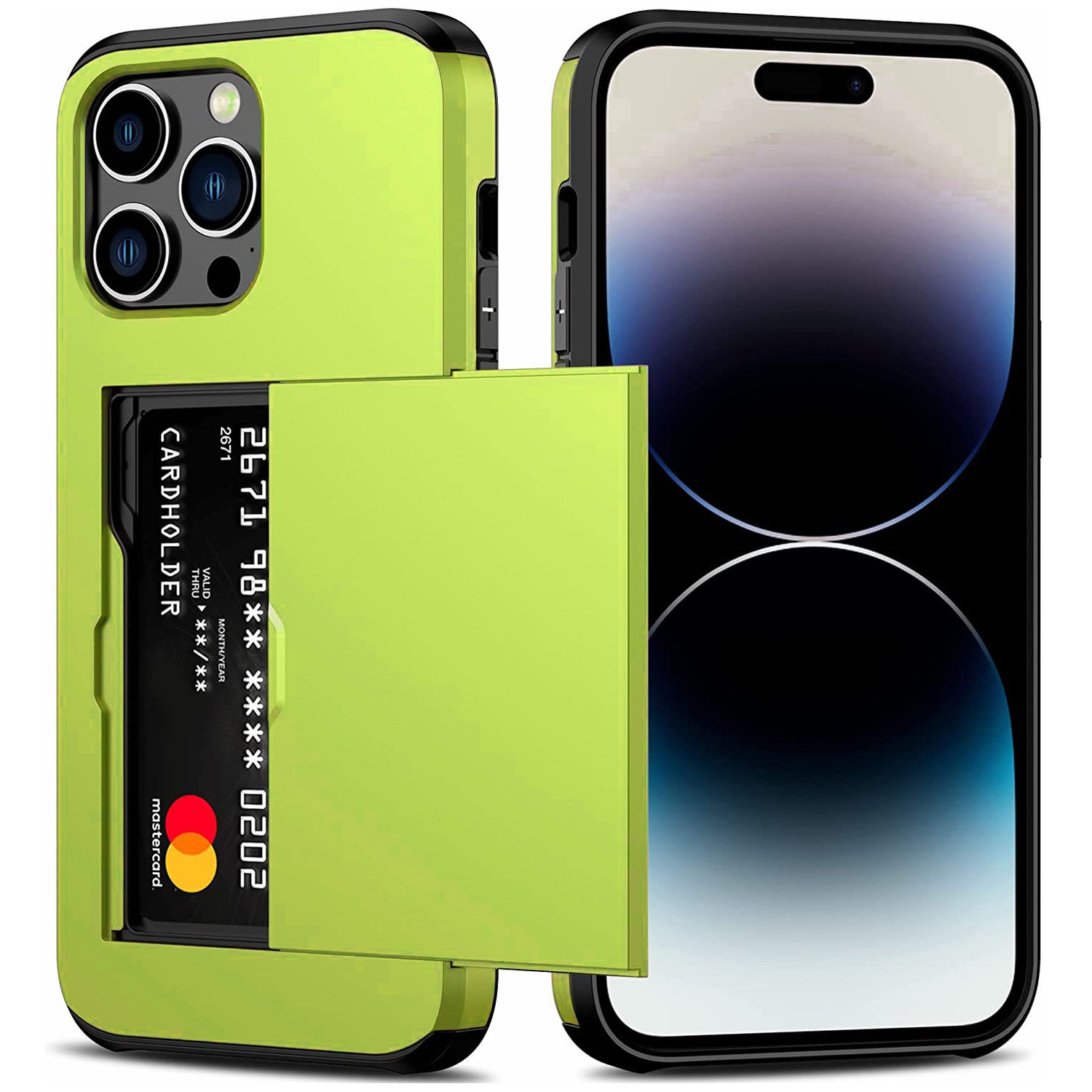 iPhone 14 Pro Shockproof Wallet Case Card Cover GREEN