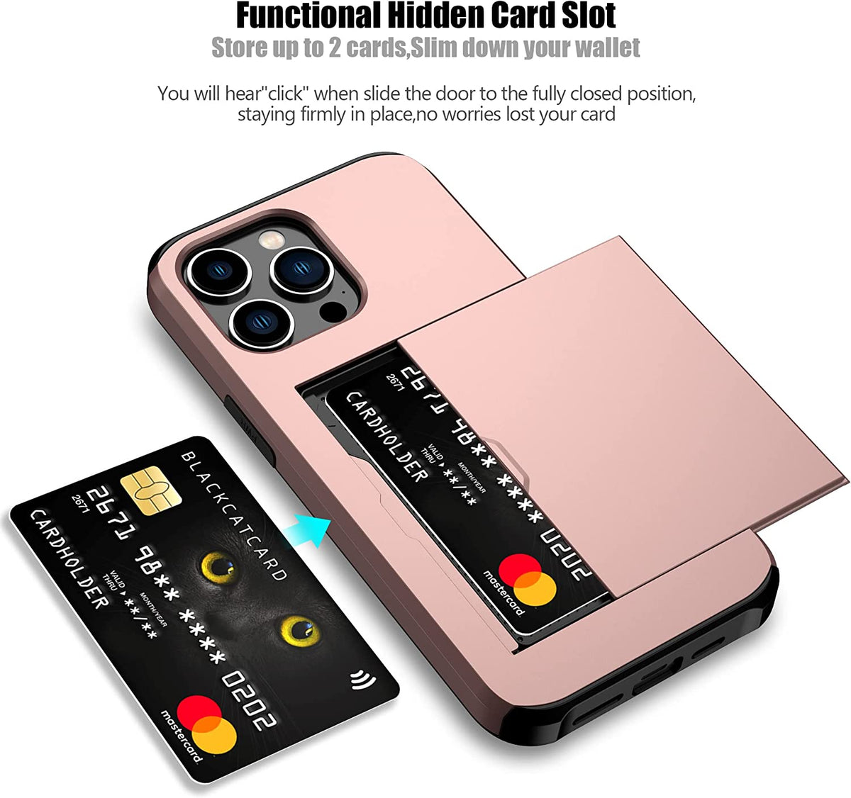 iPhone 15 Pro Max Shockproof Wallet Case Card Cover PINK