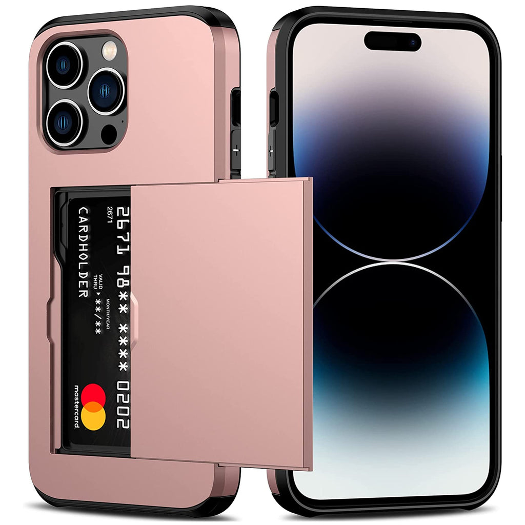 iPhone 15 Pro Max Shockproof Wallet Case Card Cover PINK