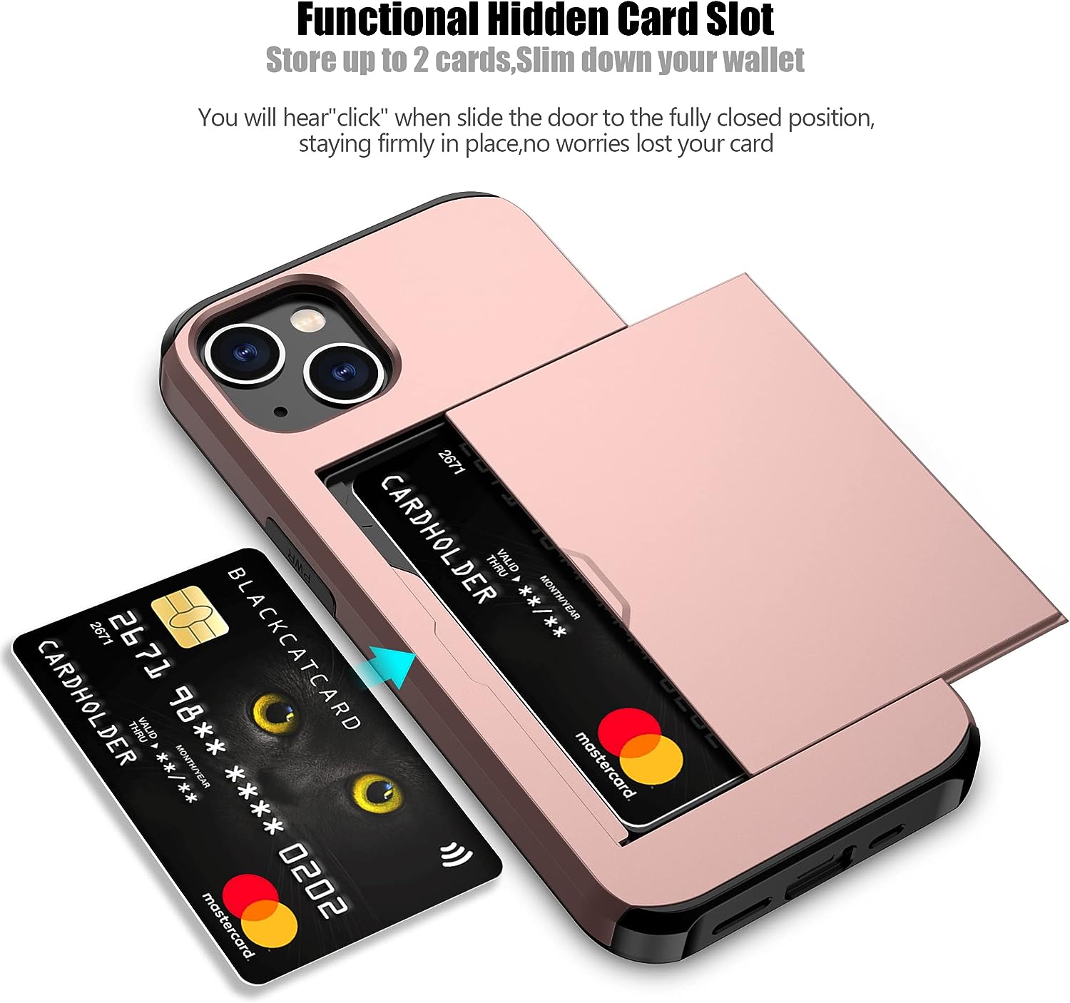 iPhone 15 Plus Shockproof Wallet Case Card Cover PINK