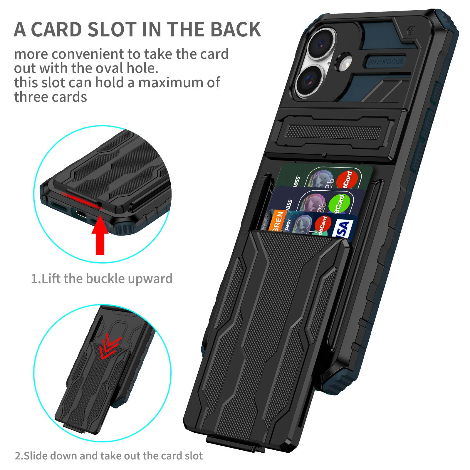 iPhone 16 Plus Heavy Duty Kickstand Case Shockproof Card Holder GREEN