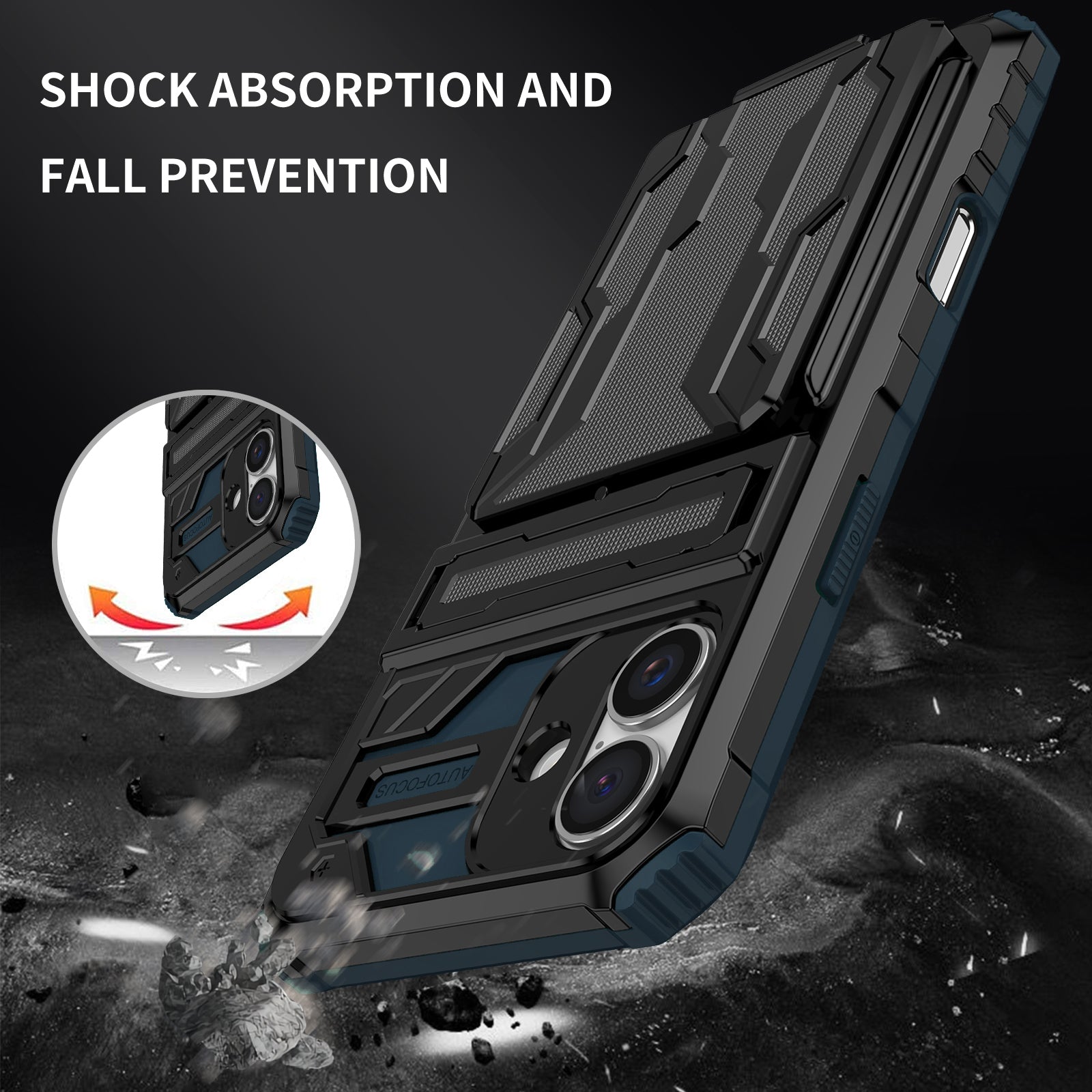 iPhone 16 Plus Heavy Duty Kickstand Case Shockproof Card Holder GREEN