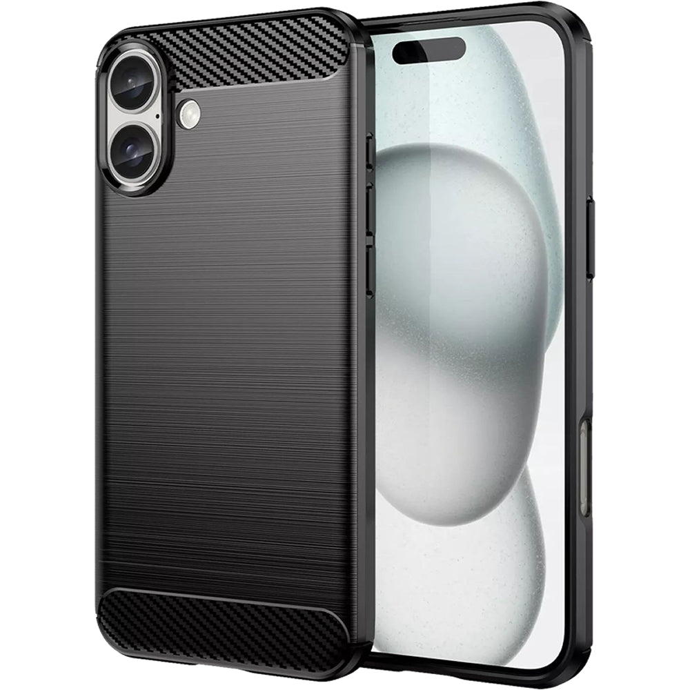 iPhone 16 Slim Fit Case Tough Gel TPU Rubber Cover BLACK