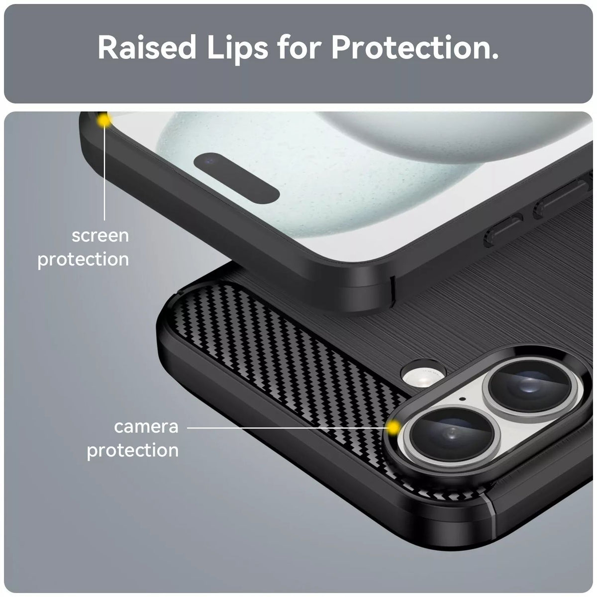 iPhone 16 Slim Fit Case Tough Gel TPU Rubber Cover BLACK