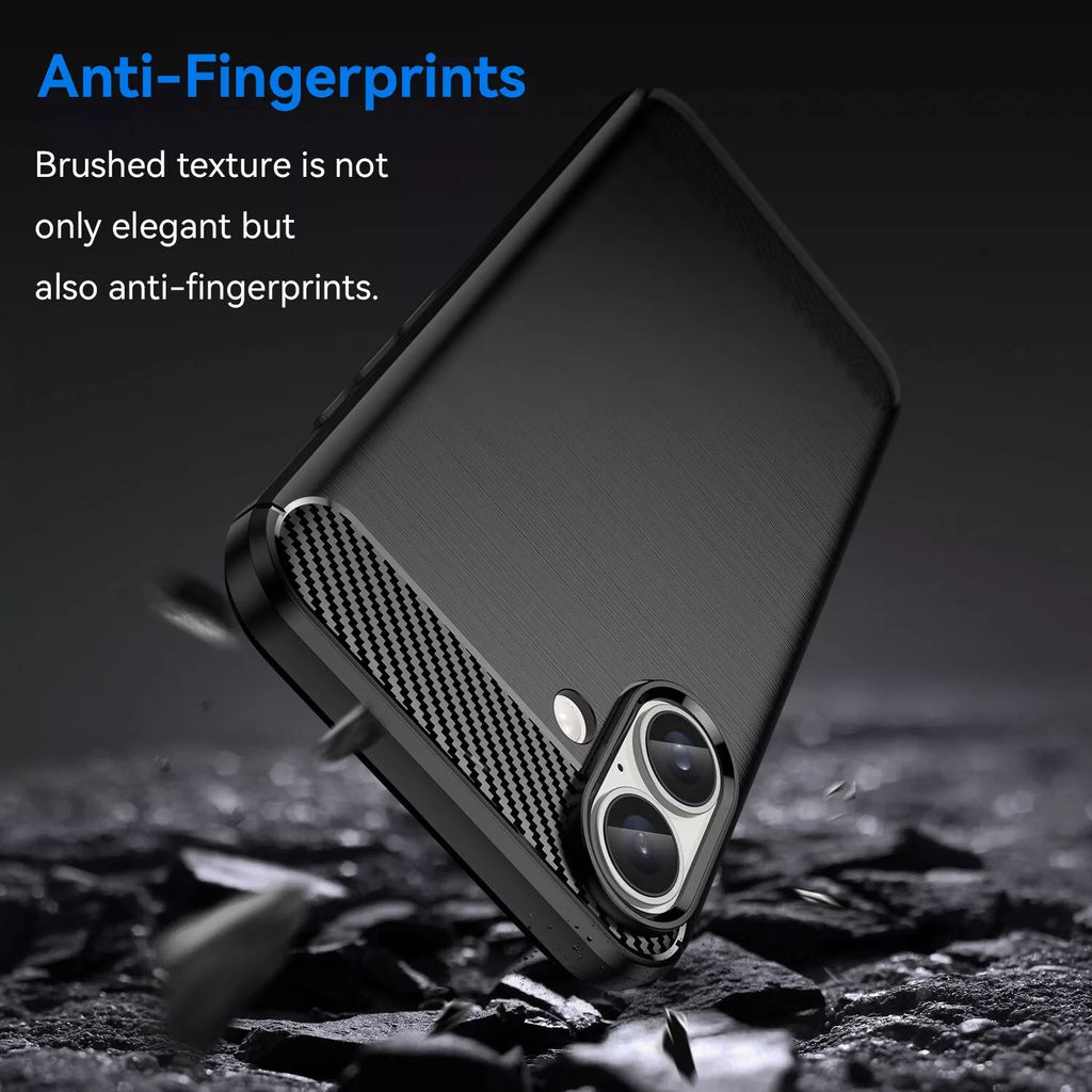 iPhone 16 Slim Fit Case Tough Gel TPU Rubber Cover BLACK