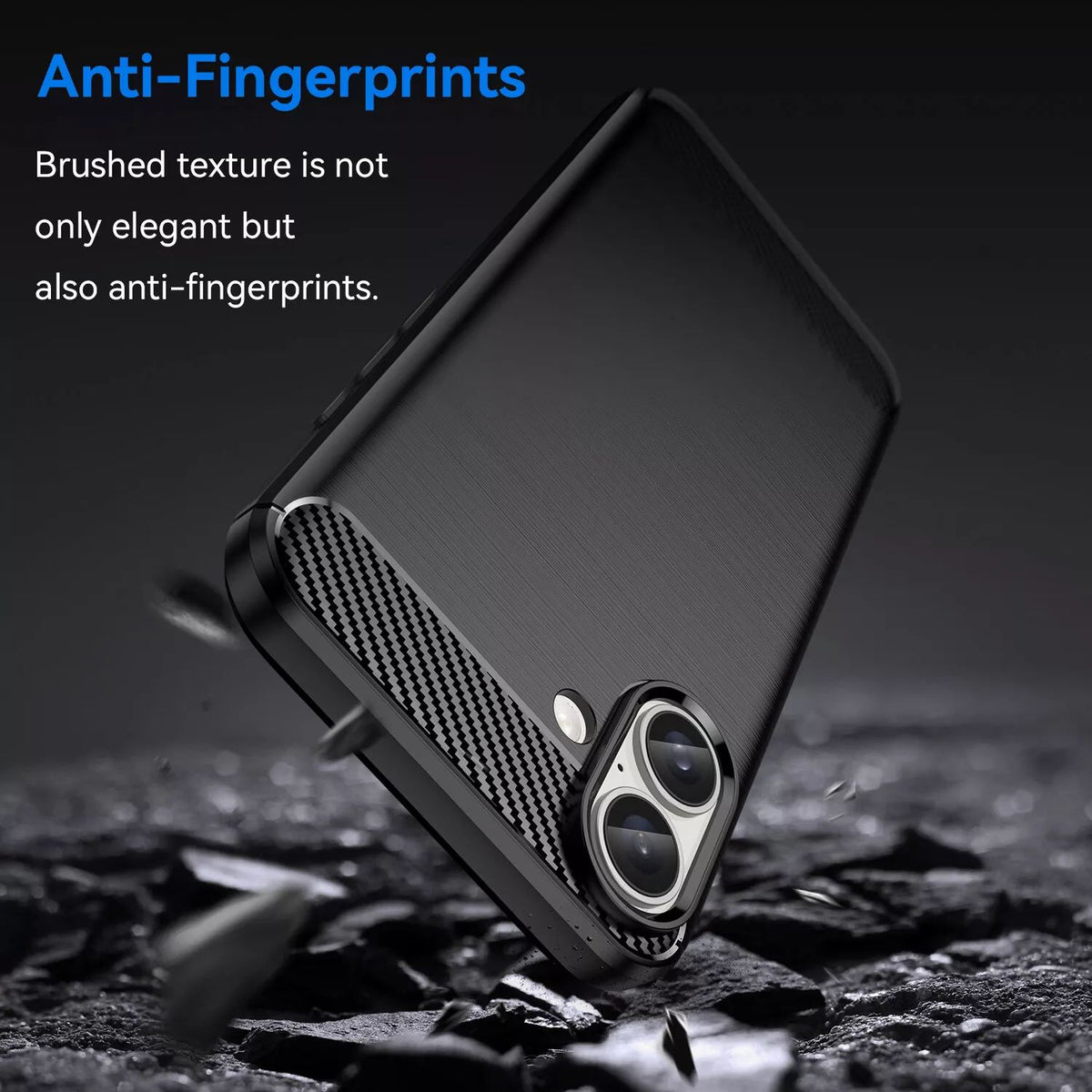 iPhone 16 Slim Fit Case Tough Gel TPU Rubber Cover BLACK