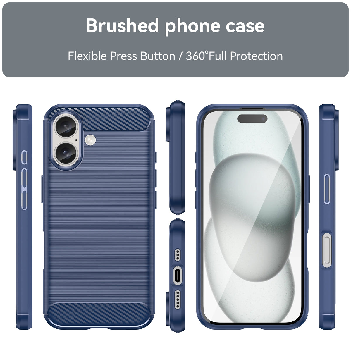 iPhone 16 Plus Slim Fit Case Tough Gel TPU Rubber Cover BLUE