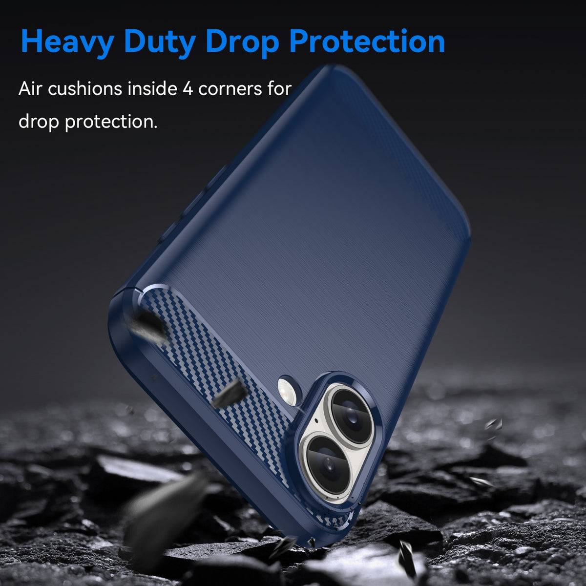 iPhone 16 Plus Slim Fit Case Tough Gel TPU Rubber Cover BLUE