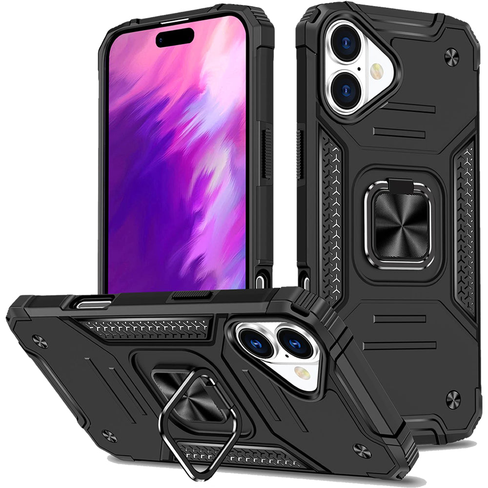 iPhone 16 Rugged Tough Case Shockproof Hybrid Cover BLACK