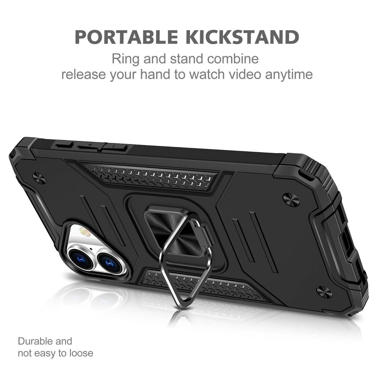 iPhone 16 Rugged Tough Case Shockproof Hybrid Cover BLACK