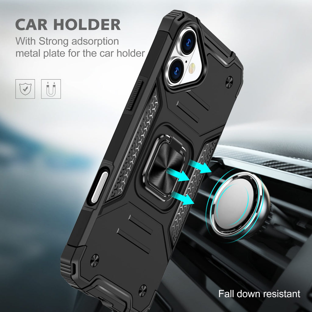 iPhone 16 Rugged Tough Case Shockproof Hybrid Cover BLACK