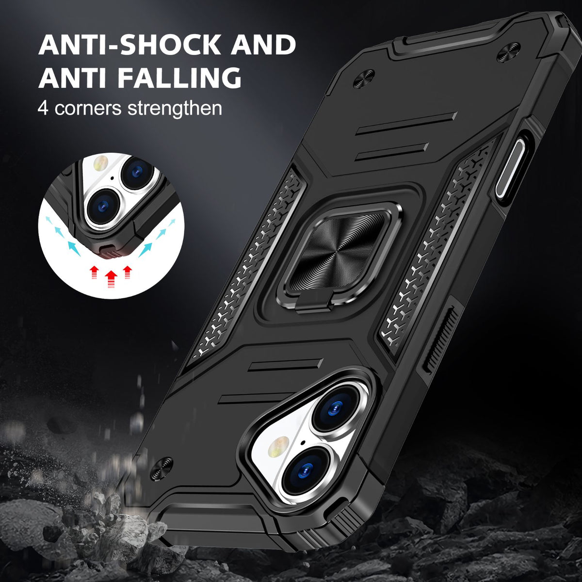 iPhone 16 Rugged Tough Case Shockproof Hybrid Cover BLACK