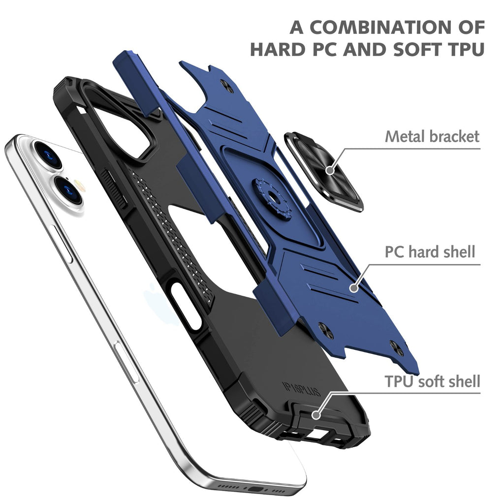 iPhone 16 Rugged Tough Case Shockproof Hybrid Cover BLUE
