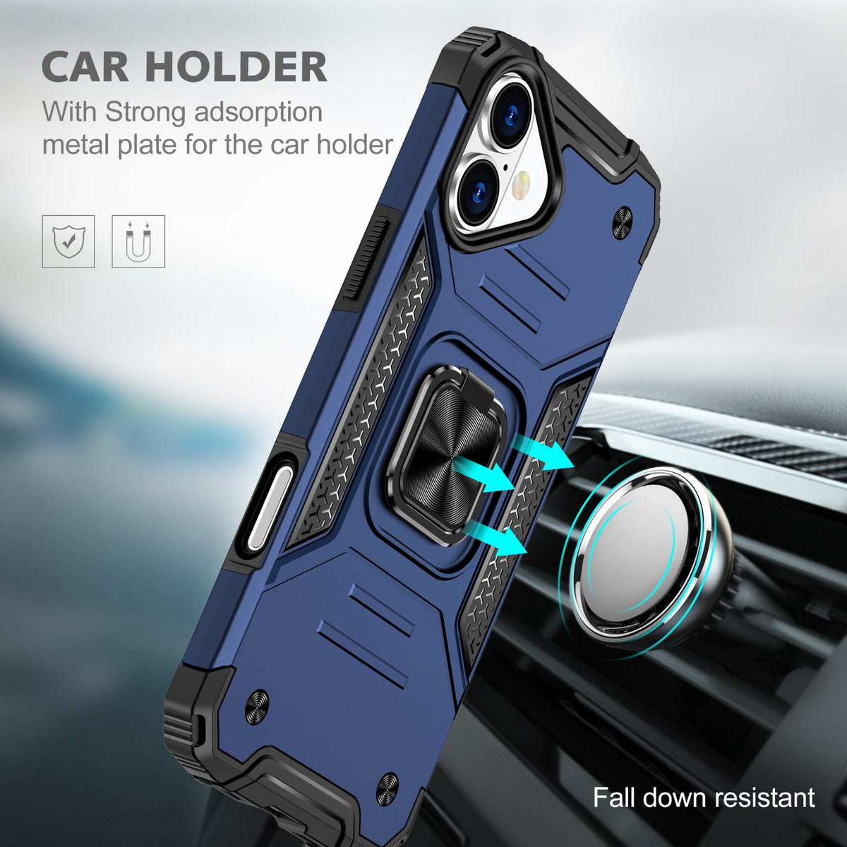 iPhone 16 Rugged Tough Case Shockproof Hybrid Cover BLUE