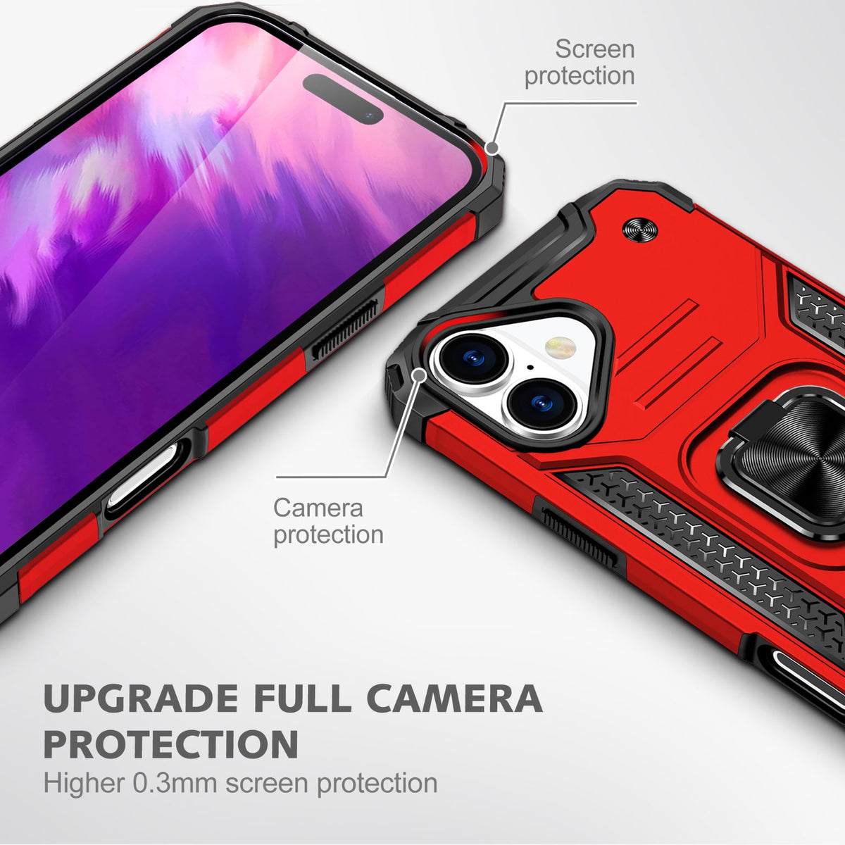 iPhone 16 Plus Rugged Tough Case Shockproof Hybrid Cover RED