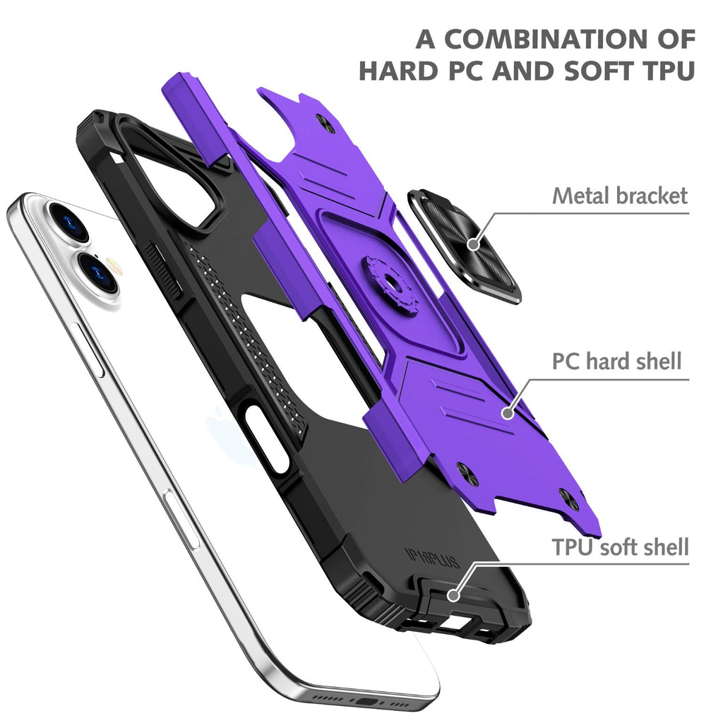 iPhone 16 Plus Rugged Tough Case Shockproof Hybrid Cover PURPLE
