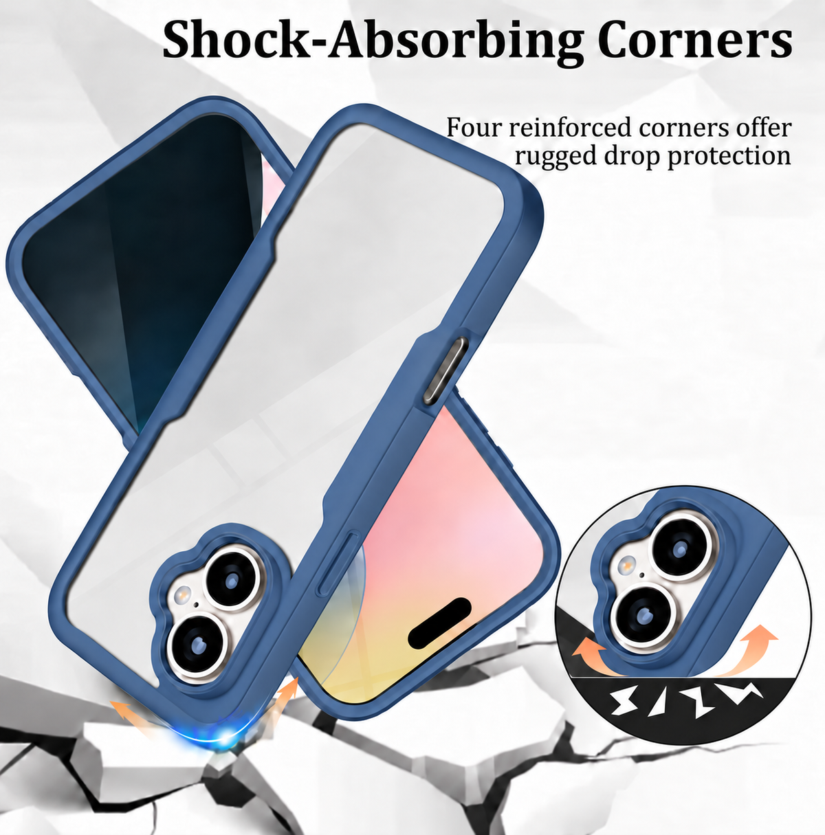 iPhone 16 Plus Case With Built-in Screen Protector BLUE